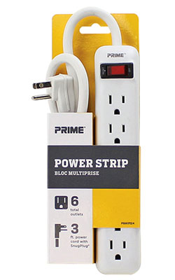 Power Bar - 6 Outlet - White or Black / PB801124 *SNUG PLUG