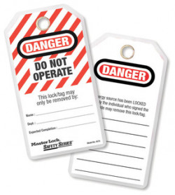 Danger Do Not Operate Tag - Polyester Laminated - White / 497A (12 Pack)
