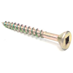 Flat 4 Lug Head #8 Robertson Wood Screws / Yellow Zinc (PAIL)