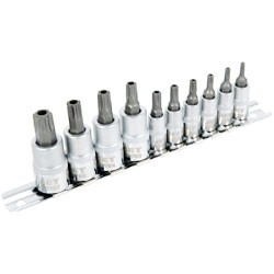 Chrome Socket Set - 1/4" & 3/8" - Tamperproof TORX® / 601801 *10 Pc