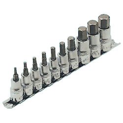 Chrome Socket Set - 3/8" & 1/2" - Hex Bit / 601802 *10 Pc