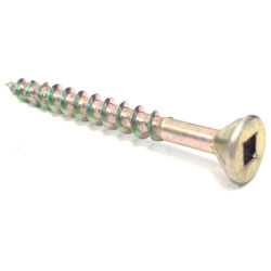 Flat 4 Lug Head 8 Robertson Wood Screws / Yellow Zinc (JUG)