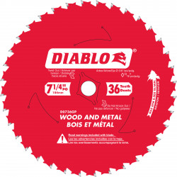 7-1/4 in. x 36 Tooth Wood & Metal Carbide Saw Blade