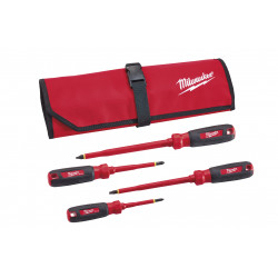 4-Piece 1000V Insulated Screwdriver Set w/ Roll Pouch