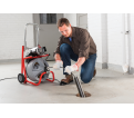 K-400 Machine w/RIDGID Drain Cleaning Gloves – C-32 IW 3⁄8" (10 mm) x 75' (23 m) Solid Core (Integral Wound) Cable – T-260 Tool 